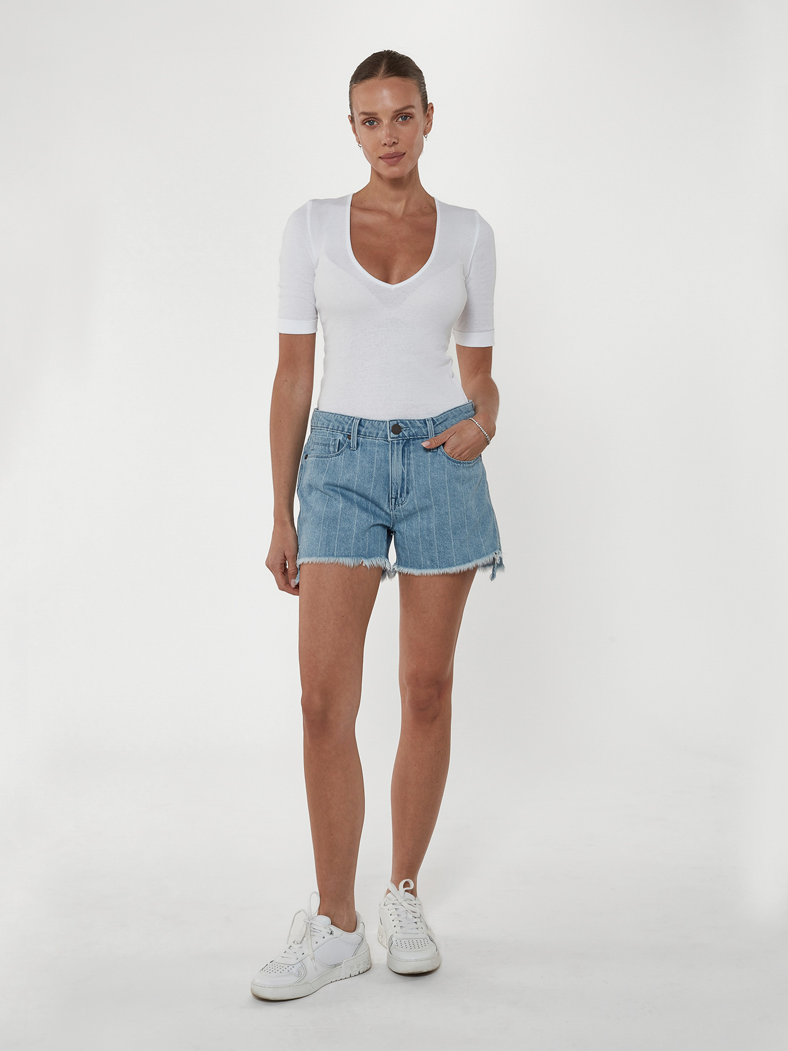 Hi-Low Fringe Short in Anchor