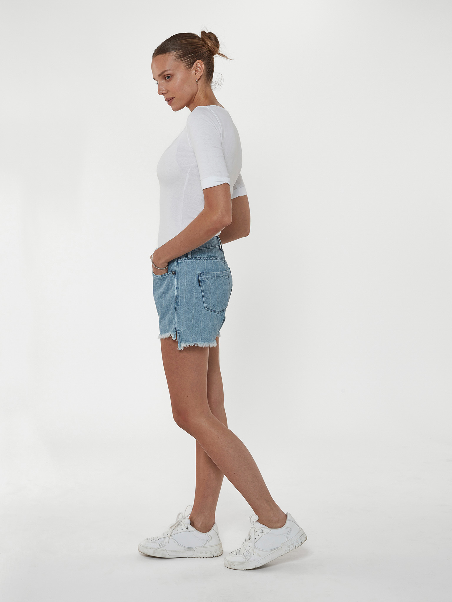 Hi-Low Fringe Short in Anchor